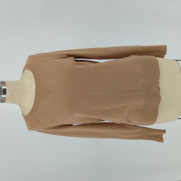 Halogen Cashmere Sweater Tan S preppy classic fall Business casual minimalist - Picture 1 of 5